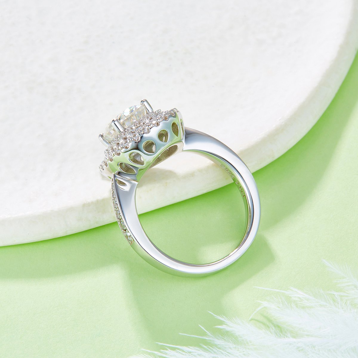 2ct Oval-Cut Moissanite Double-Halo Ring | 925 Sterling Silver - Image 5
