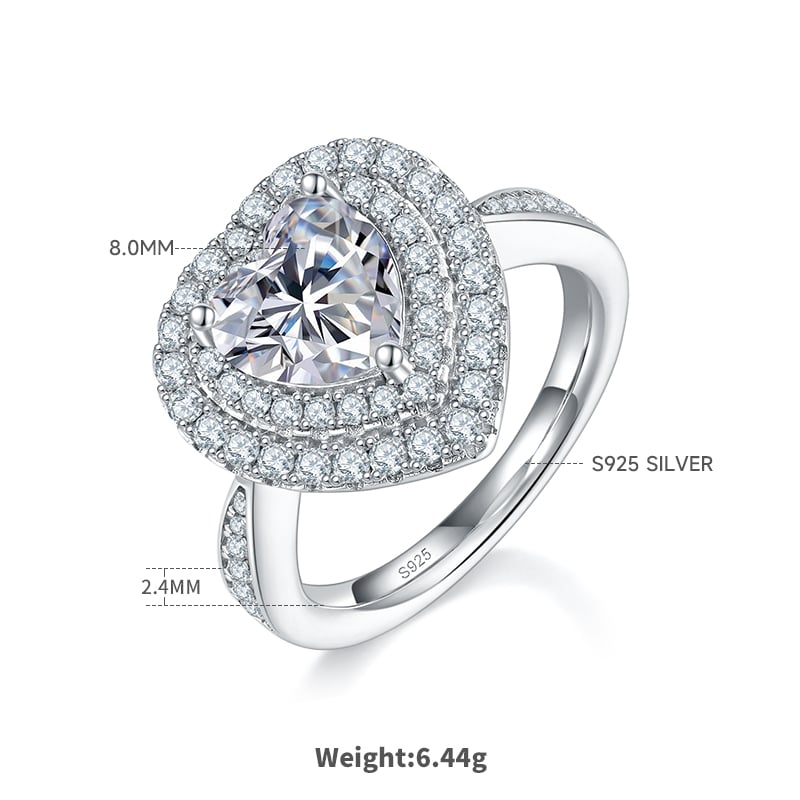 2ct Heart-Cut Moissanite Double-Halo Ring