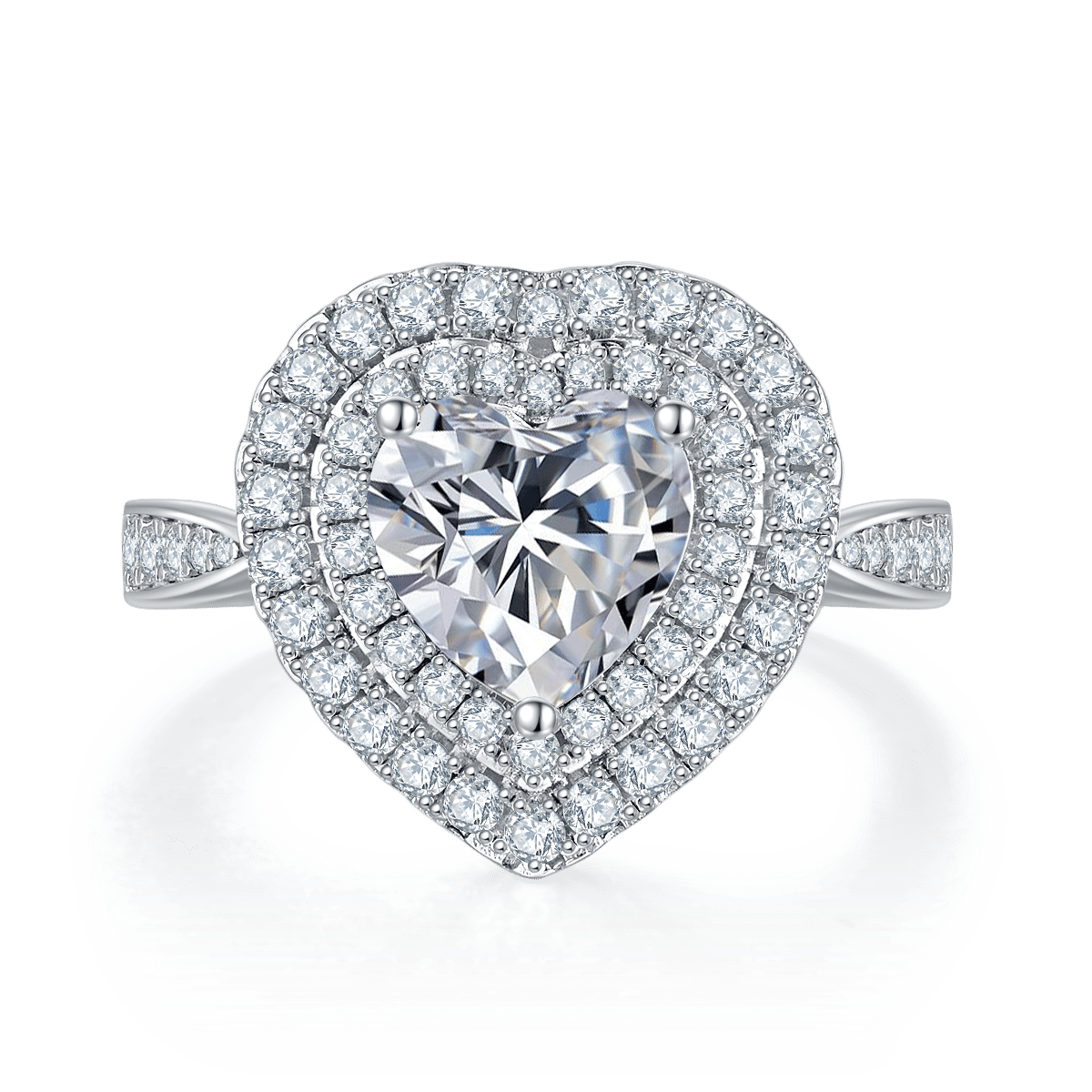 2ct Heart-Cut Moissanite Double-Halo Ring - Image 2