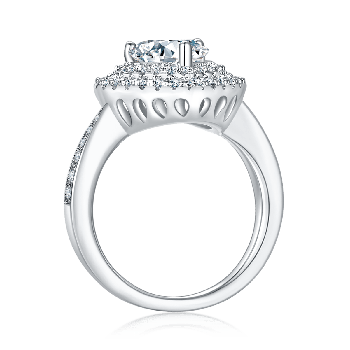 2ct Heart-Cut Moissanite Double-Halo Ring - Image 3