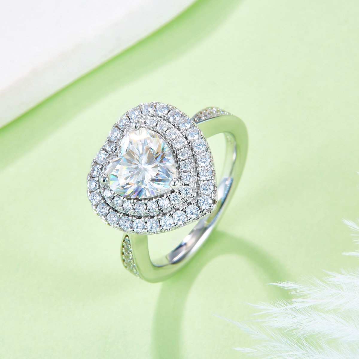 2ct Heart-Cut Moissanite Double-Halo Ring - Image 4