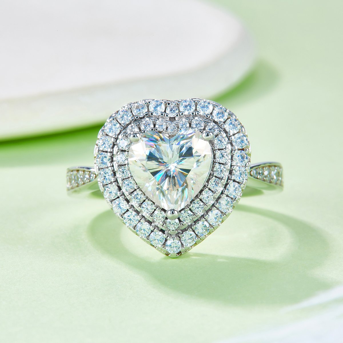 2ct Heart-Cut Moissanite Double-Halo Ring - Image 6