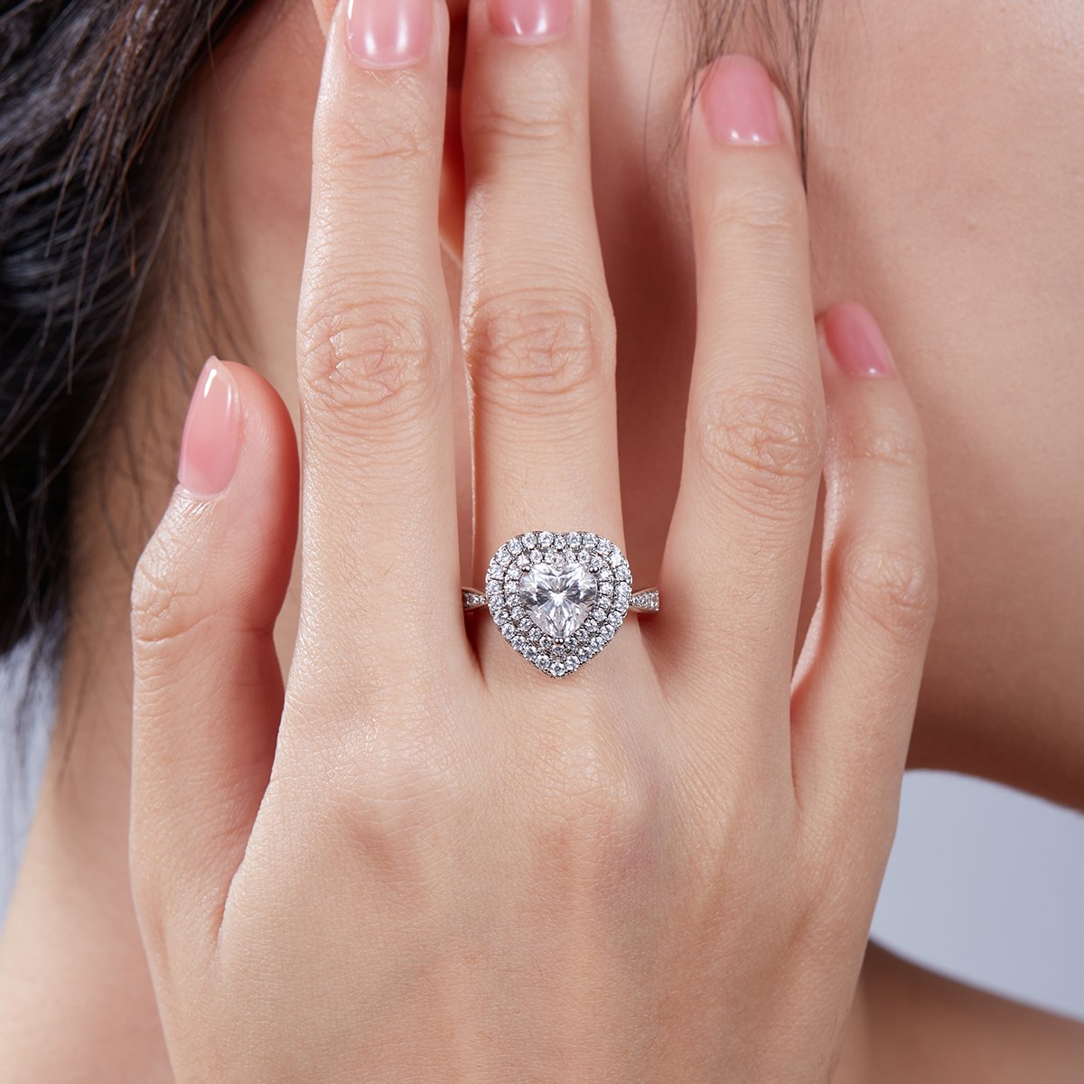 2ct Heart-Cut Moissanite Double-Halo Ring - Image 7