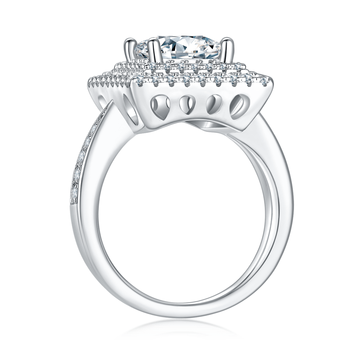 1ct Princess-Cut Moissanite Double-Halo Engagement Ring - Image 3