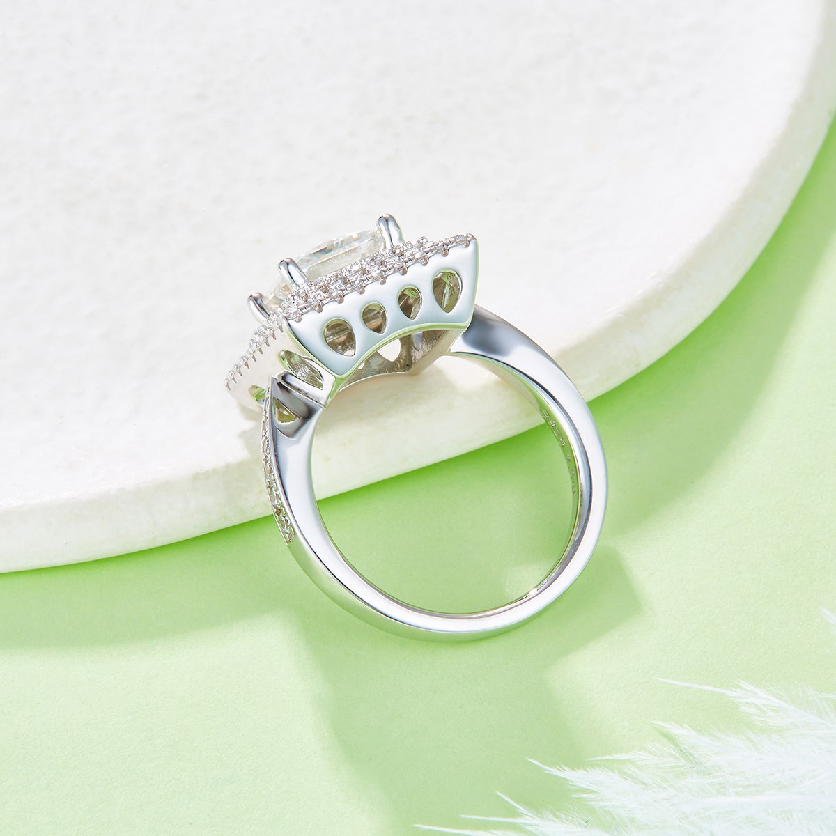 1ct Princess-Cut Moissanite Double-Halo Engagement Ring - Image 5