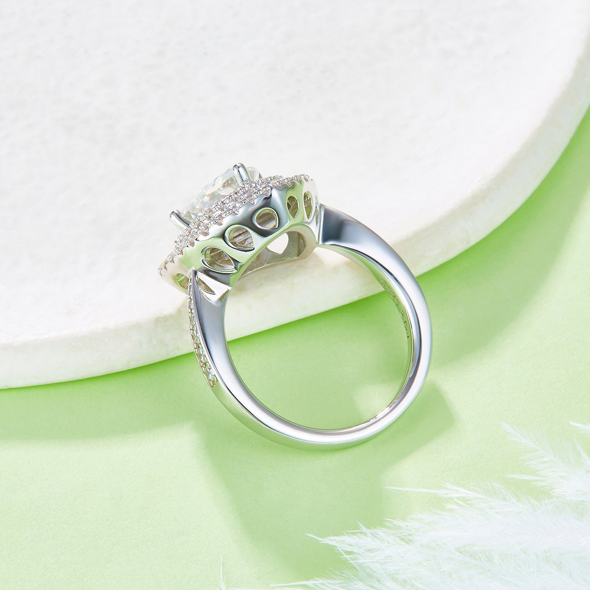 2ct Trillion-Cut Moissanite Double-Halo Ring | 8mm DEF VVS | 925 Silver - Image 5