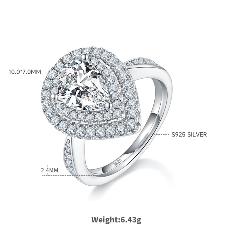 2ct Pear-Cut Moissanite Double Halo Engagement Ring