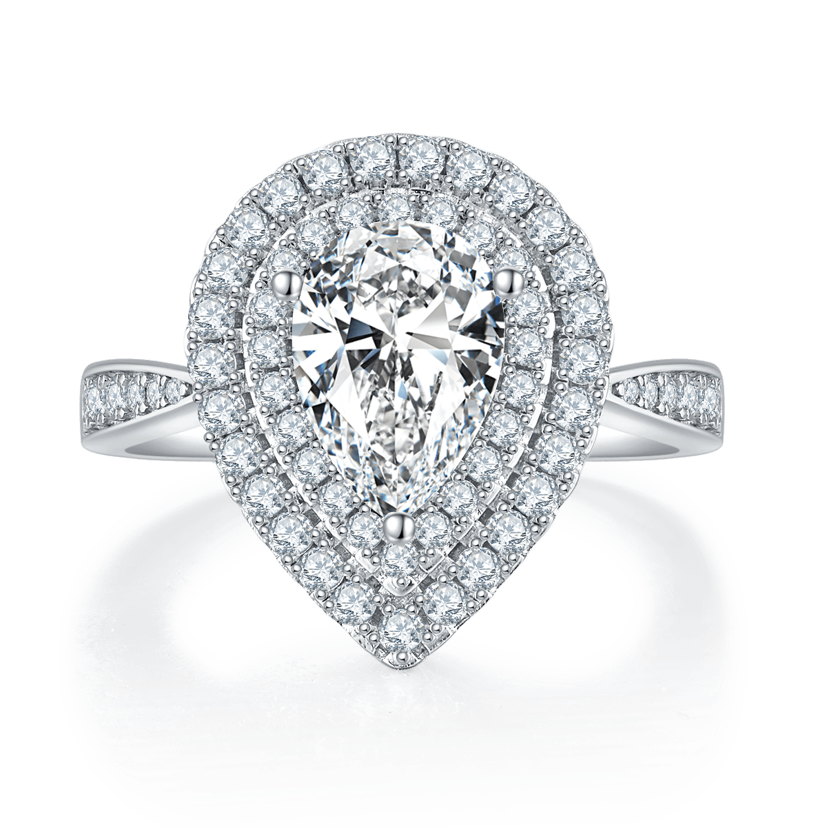 2ct Pear-Cut Moissanite Double Halo Engagement Ring - Image 2