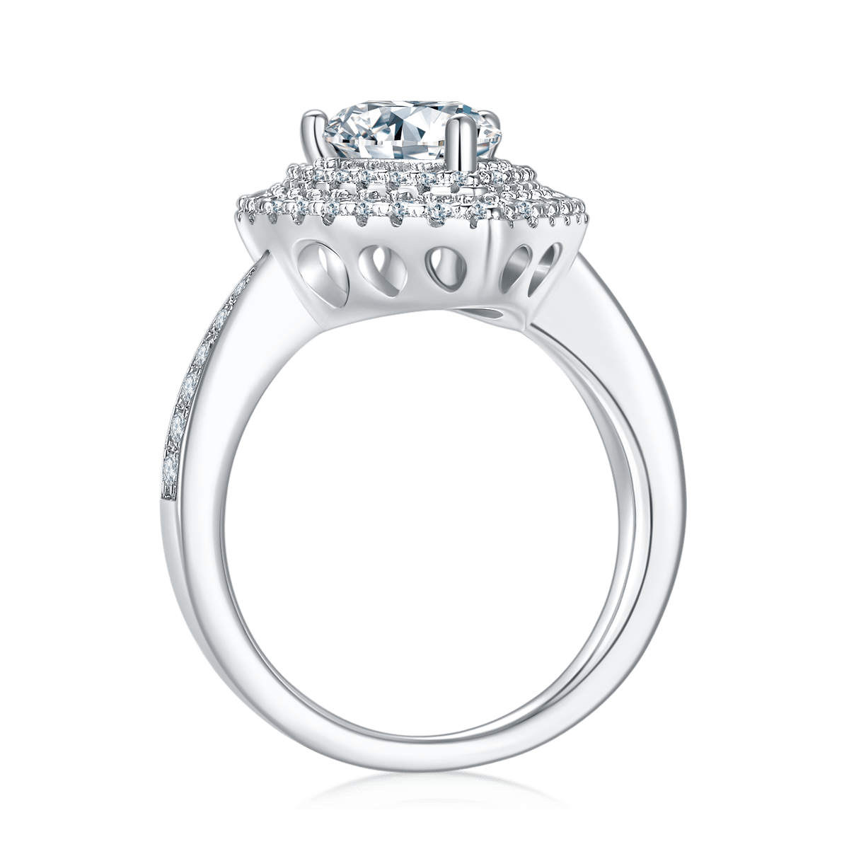 2ct Pear-Cut Moissanite Double Halo Engagement Ring - Image 3