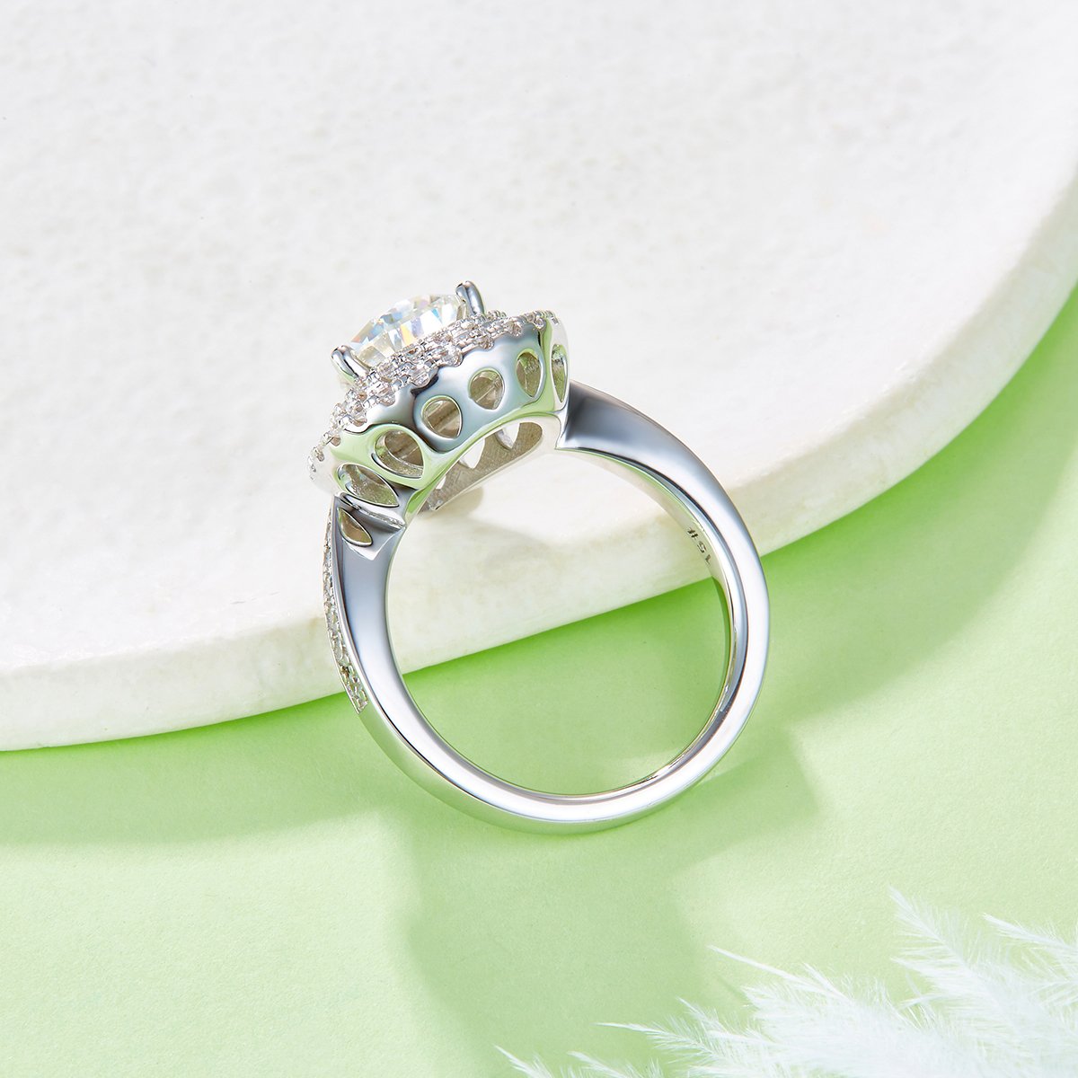 2ct Pear-Cut Moissanite Double Halo Engagement Ring - Image 5