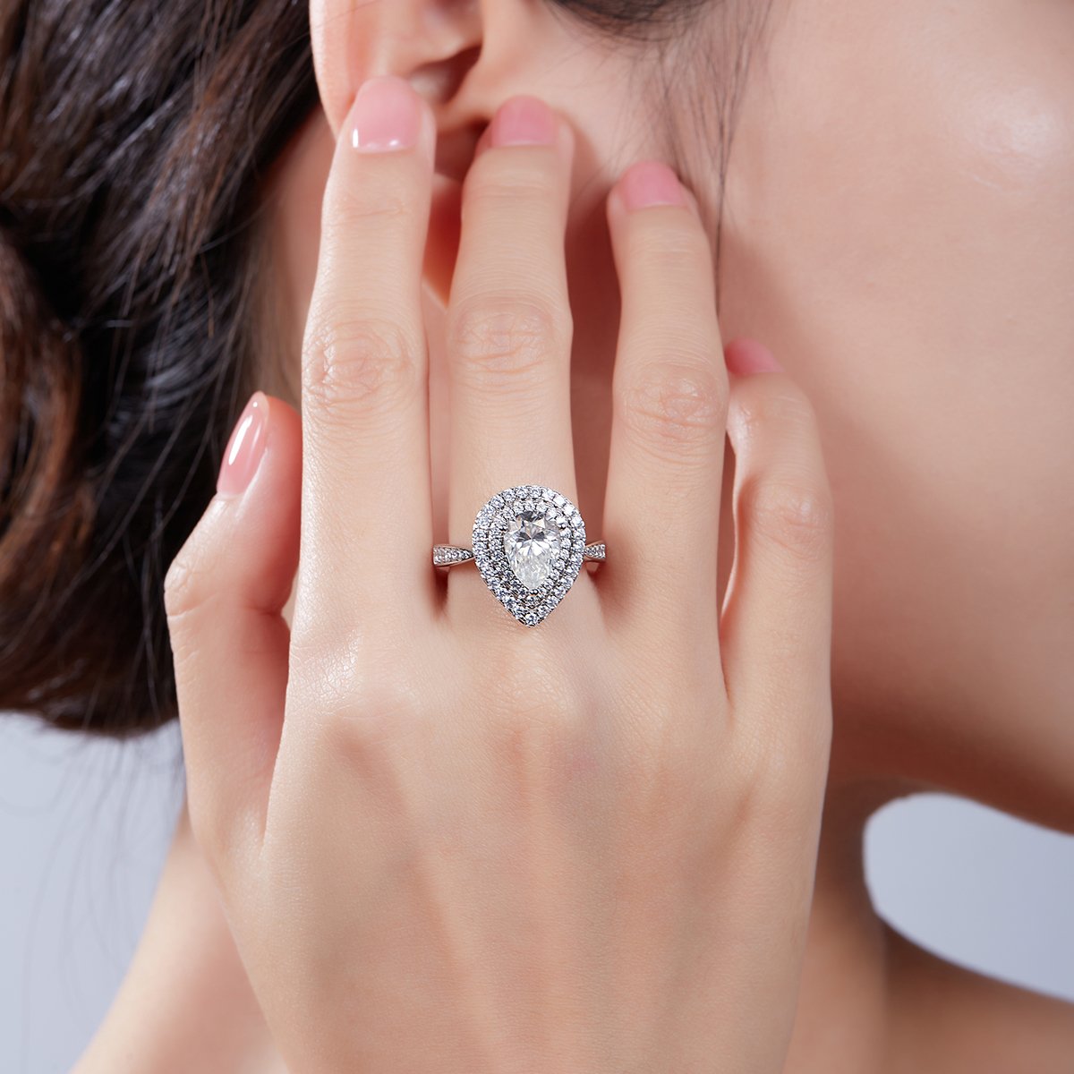 2ct Pear-Cut Moissanite Double Halo Engagement Ring - Image 7