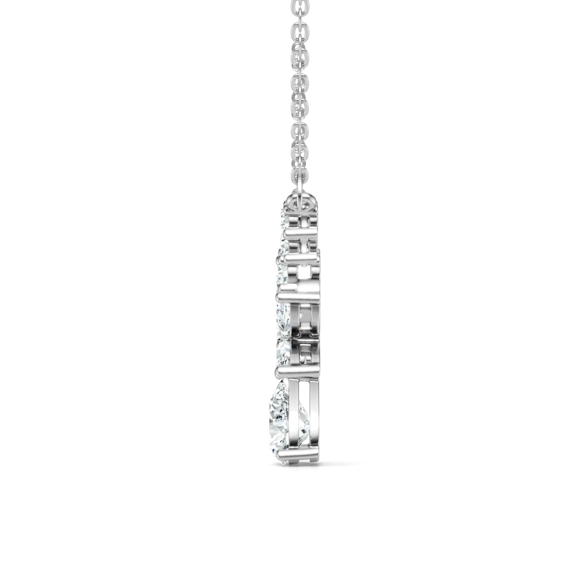 Moissanite Marquise Petal Cluster Drop Necklace | 3.44ct DEW White Gold - Image 4