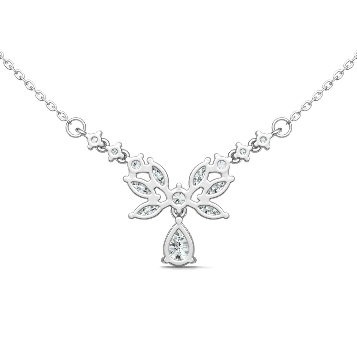 Moissanite Marquise Petal Cluster Drop Necklace | 3.44ct DEW White Gold - Image 5