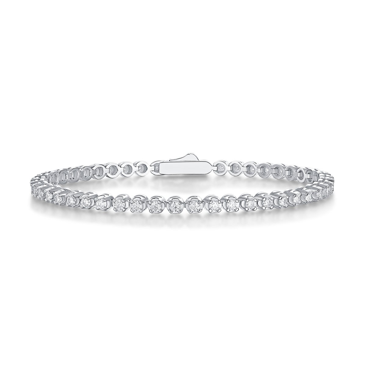 Classic Illusion-Set Moissanite Tennis Bracelet | 925 Silver, 18K White Gold