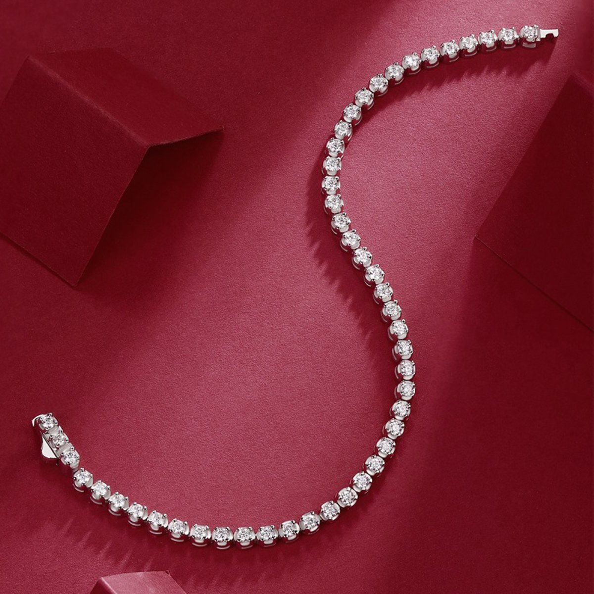 Classic Illusion-Set Moissanite Tennis Bracelet | 925 Silver, 18K White Gold - Image 3