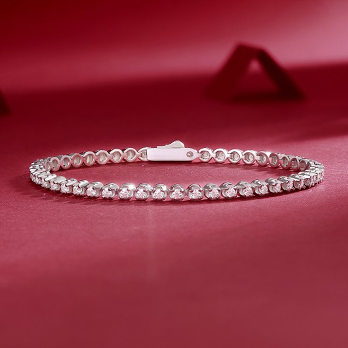 Classic Illusion-Set Moissanite Tennis Bracelet | 925 Silver, 18K White Gold - Image 4