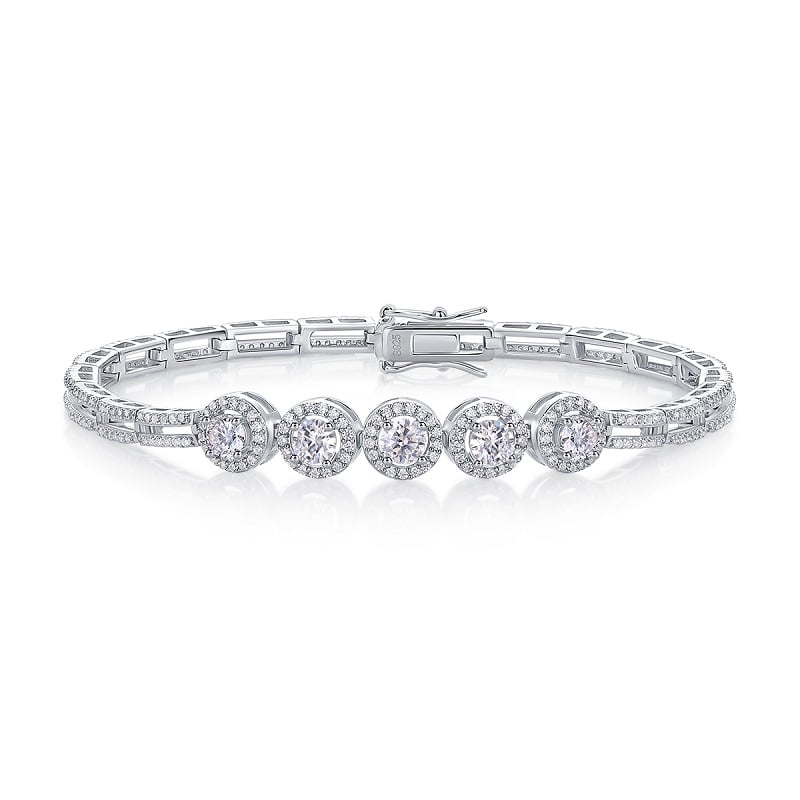 Halo Cluster Moissanite Bracelet