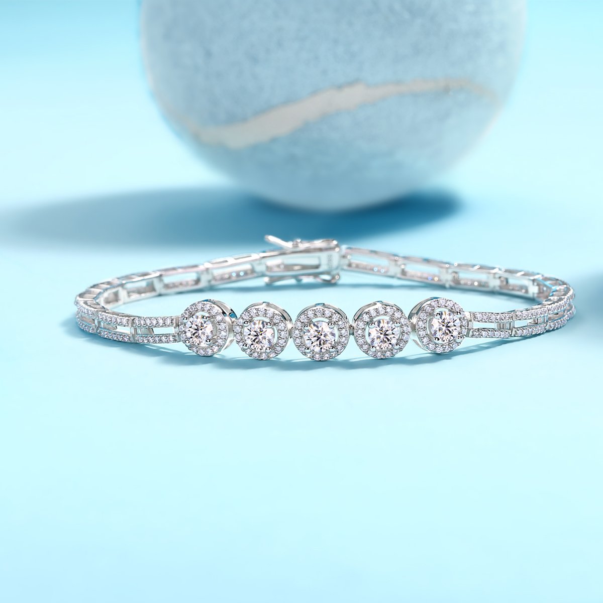 Halo Cluster Moissanite Bracelet - Image 3