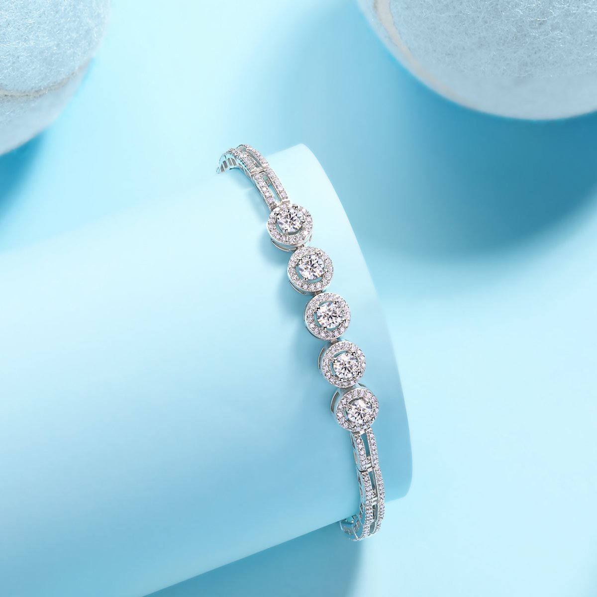 Halo Cluster Moissanite Bracelet - Image 4