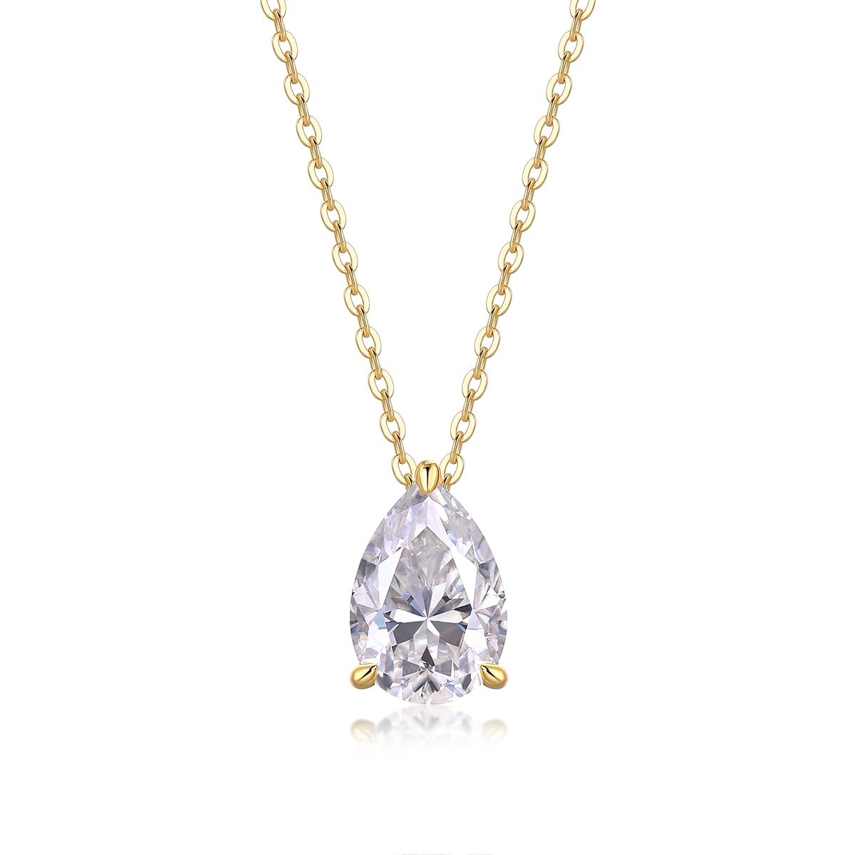 Pear-Cut Moissanite Solitaire Necklace | DEF VVS | 18K Gold-Plated Silver
