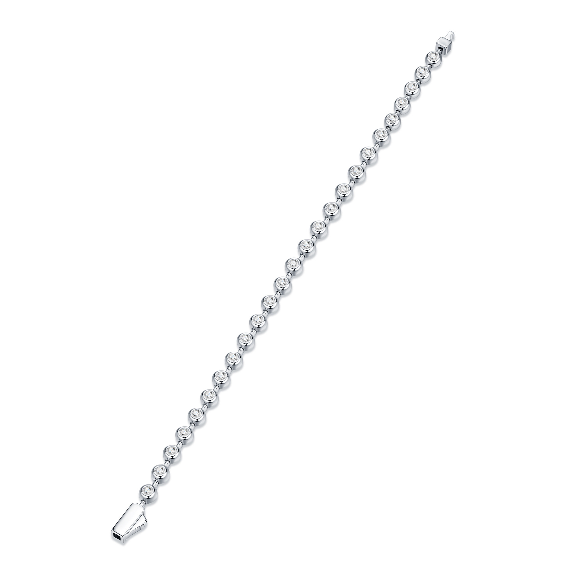 Bubble Bezel Moissanite Bracelet | 925 Sterling Silver | 18K White Gold - alternate view
