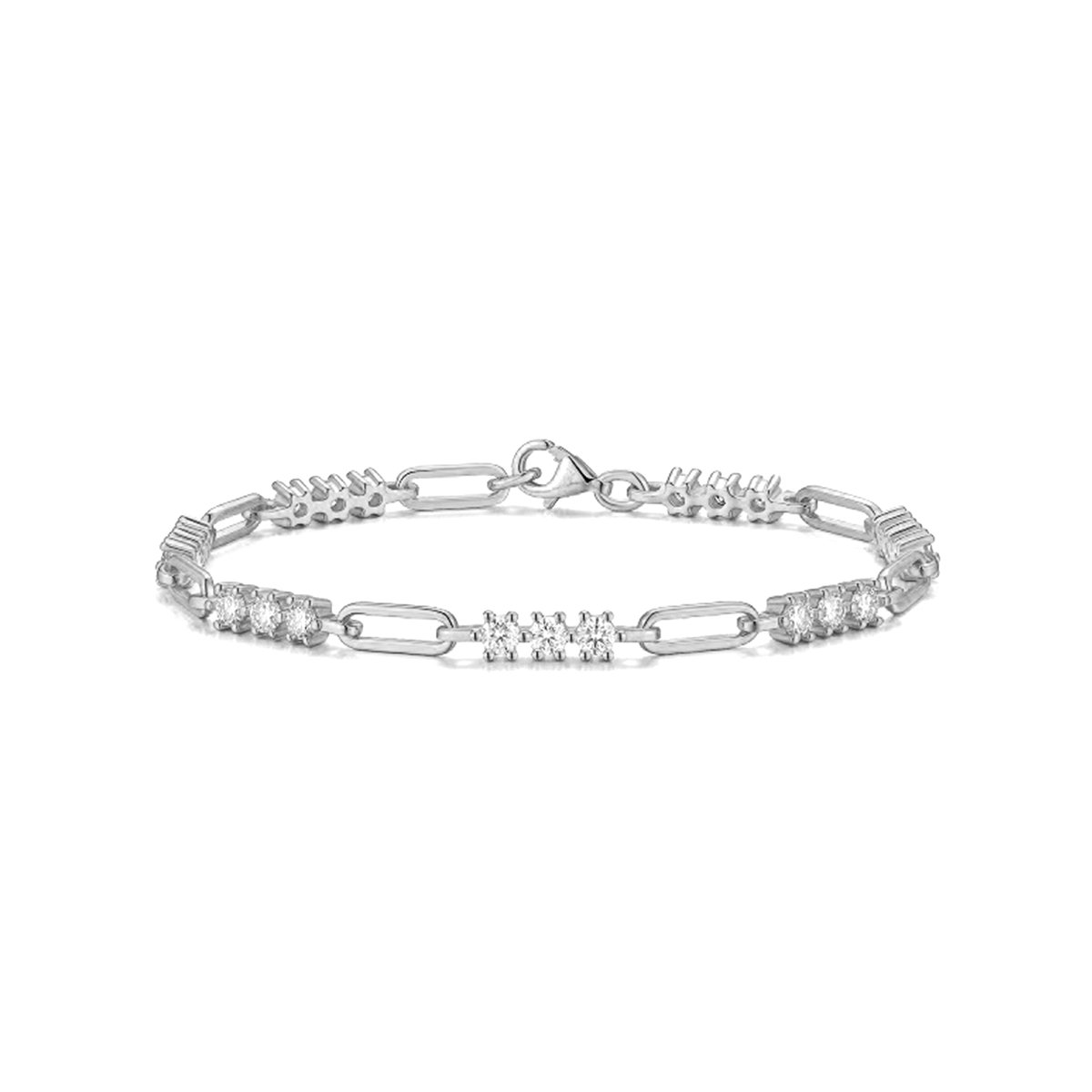 Geometric Paperclip-Link Moissanite Bracelet
