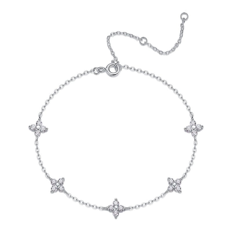 Four-Petal Clover Station Moissanite Bracelet