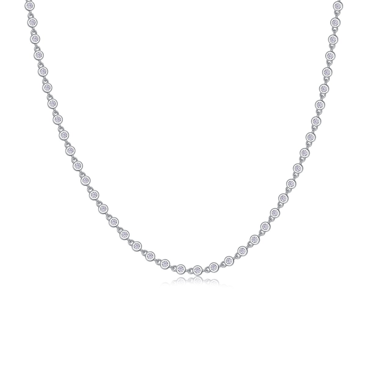 Moissanite Bezel Bubble Station Tennis Necklace - Image 2