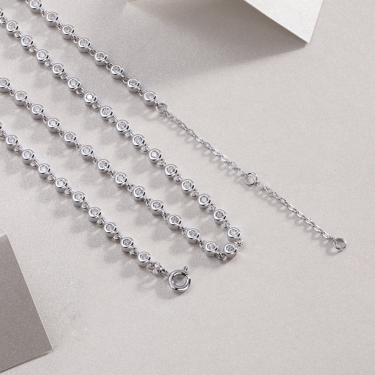 Moissanite Bezel Bubble Station Tennis Necklace - Image 3