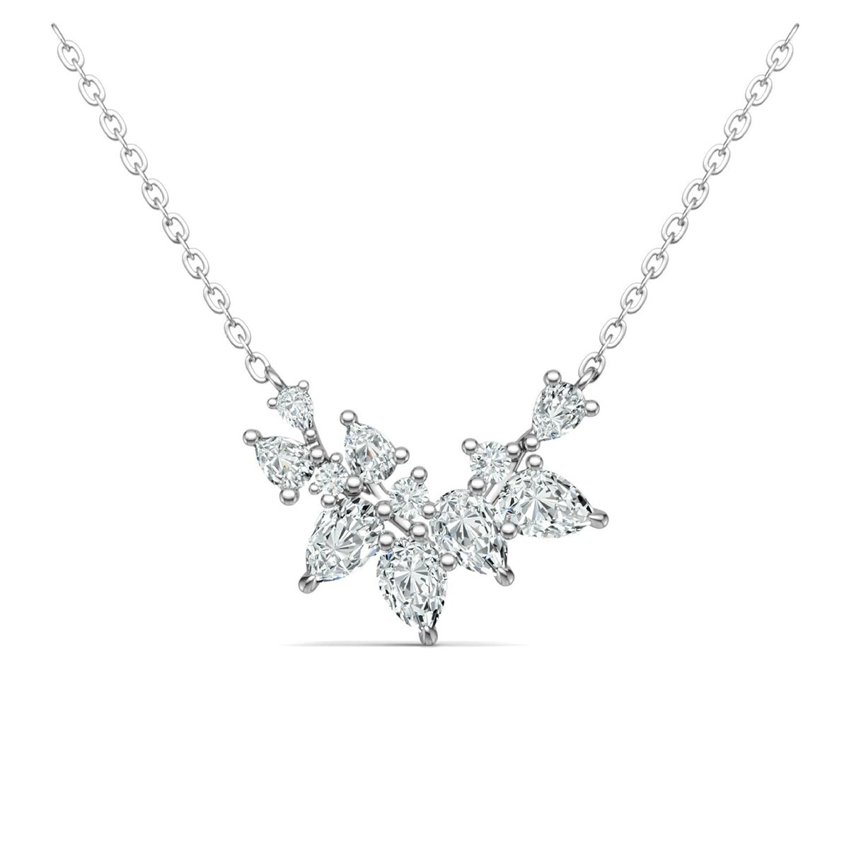 Moissanite Pear Cluster Scatter Necklace | 3.21ct DEW | 925 Silver