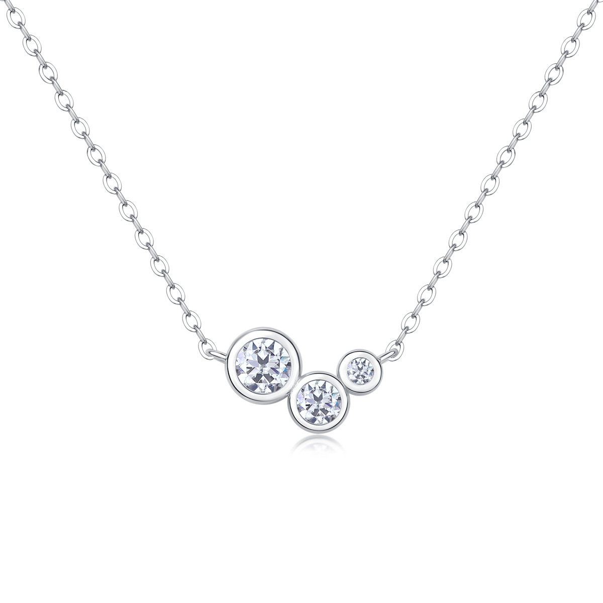 Three-Stone Bezel Moissanite Cluster Necklace