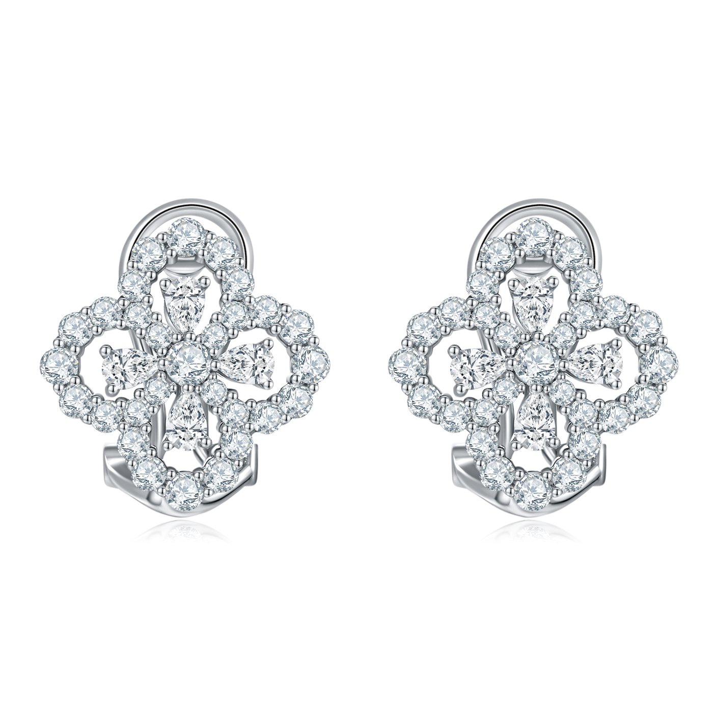 Moissanite Openwork Clover Cluster Stud Earrings 2.26ct