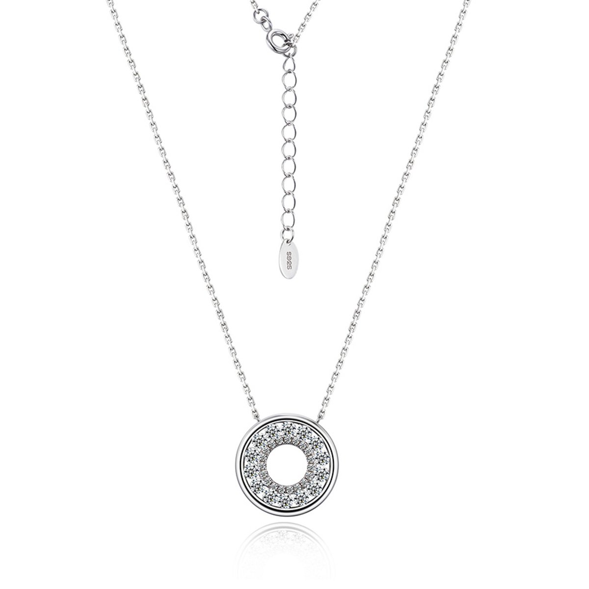 Pave Open-Circle Moissanite Necklace | ~1ct DEW Round Halo Pendant - Image 2