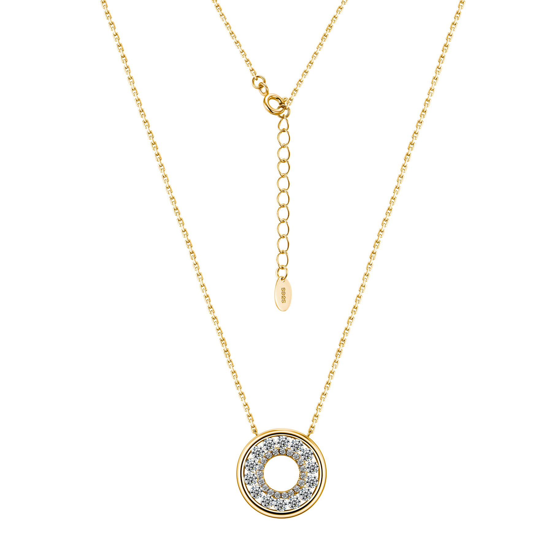 Pave Open-Circle Moissanite Necklace | ~1ct DEW Round Halo Pendant - Image 3