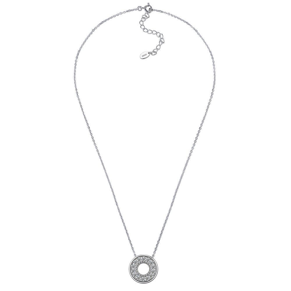 Pave Open-Circle Moissanite Necklace | ~1ct DEW Round Halo Pendant - Image 8