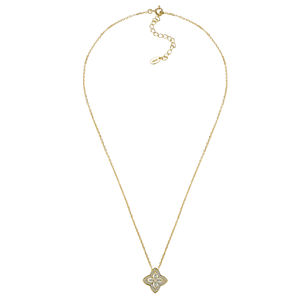 Reversible Moissanite Four-Petal Clover Pendant Necklace - Image 9