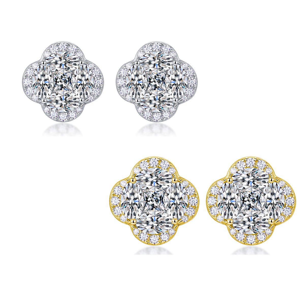Moissanite Clover Cluster Stud Earrings | 3.3ct DEW
