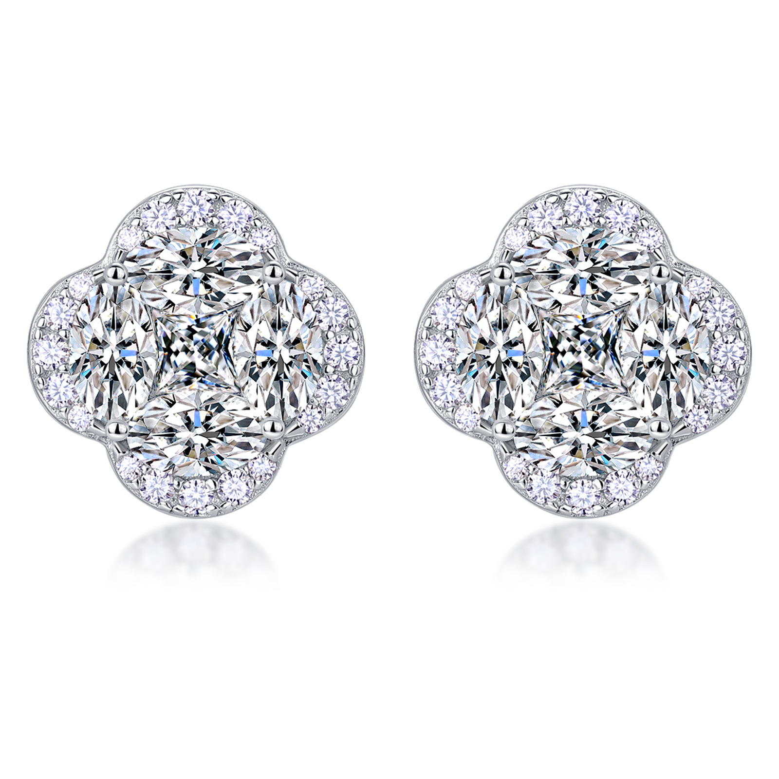 Moissanite Clover Cluster Stud Earrings | 3.3ct DEW - Image 4