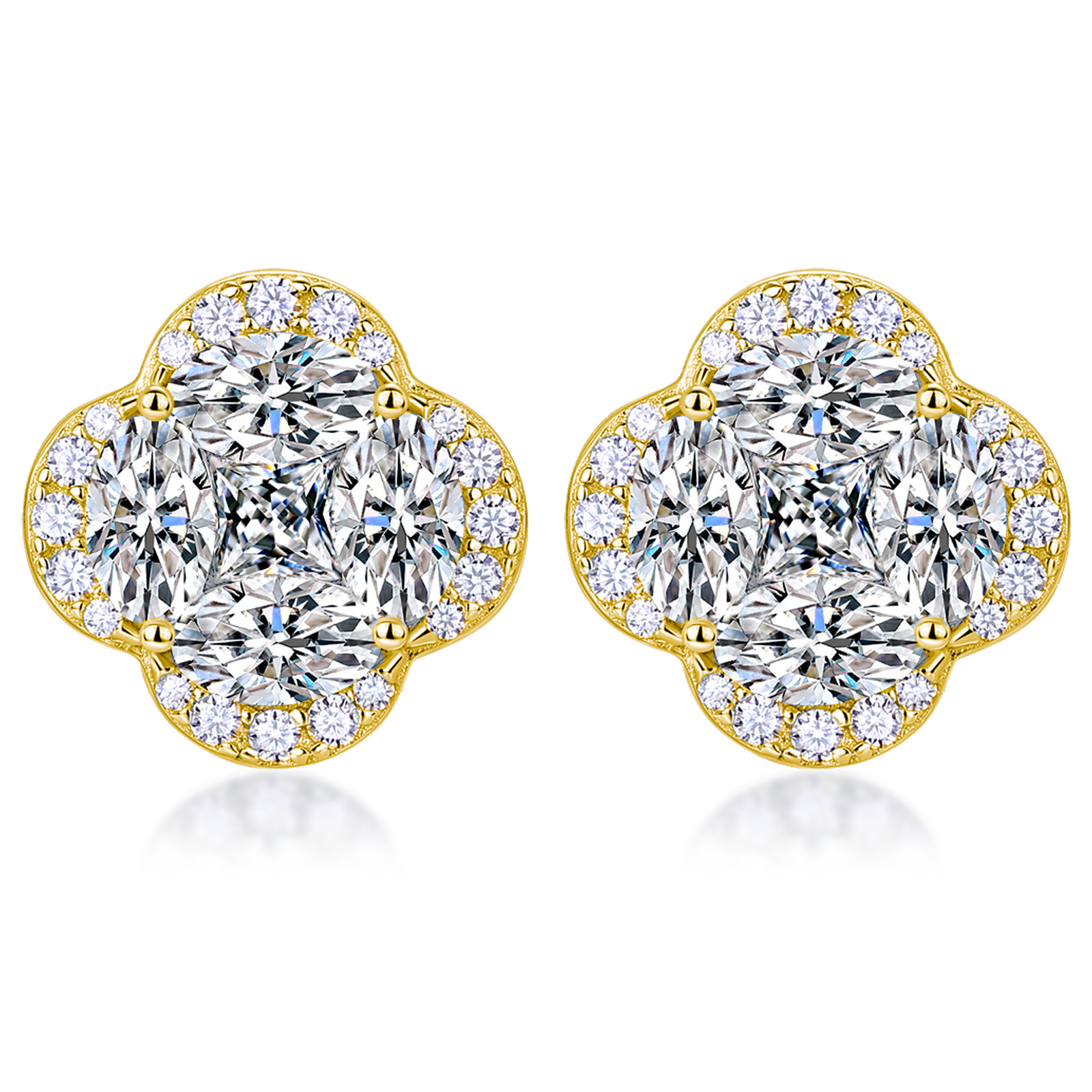Moissanite Clover Cluster Stud Earrings | 3.3ct DEW - Image 5