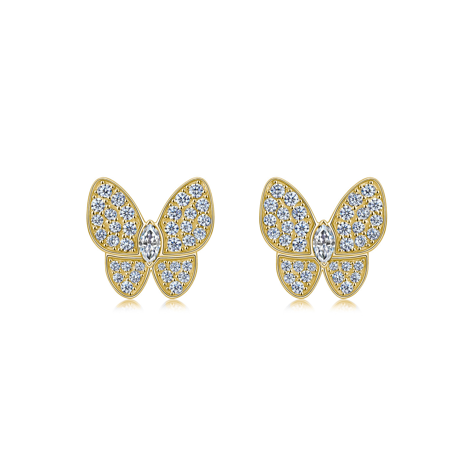 Pave Butterfly Moissanite Stud Earrings - Image 4