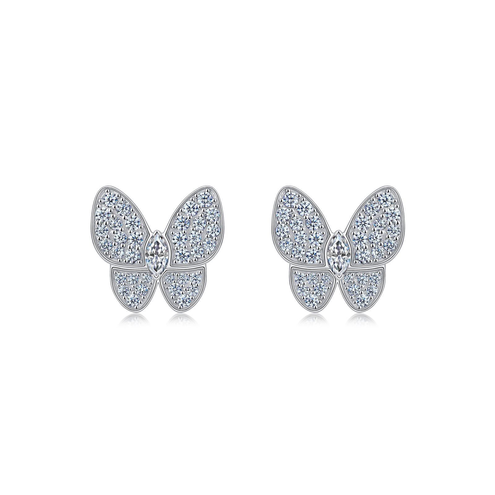 Pave Butterfly Moissanite Stud Earrings - Image 5