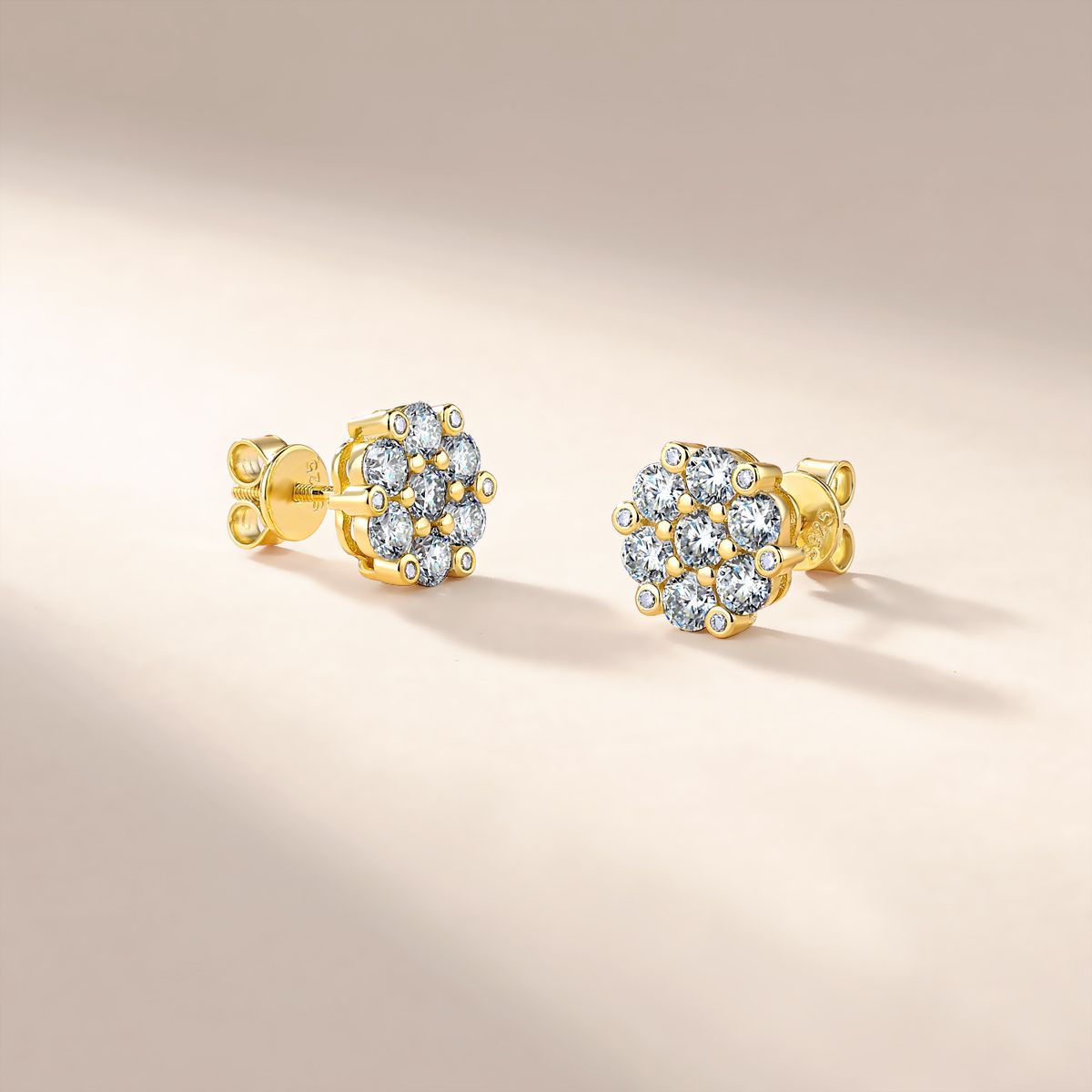 1.5ct Moissanite Cluster Flower Stud Earrings - Image 3
