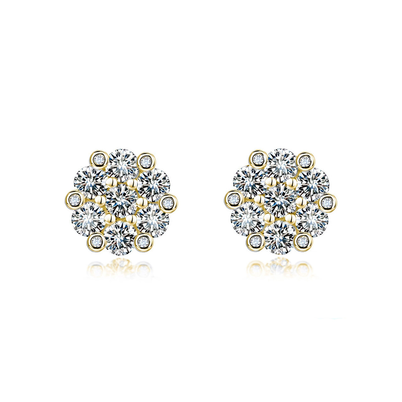 1.5ct Moissanite Cluster Flower Stud Earrings - Image 5