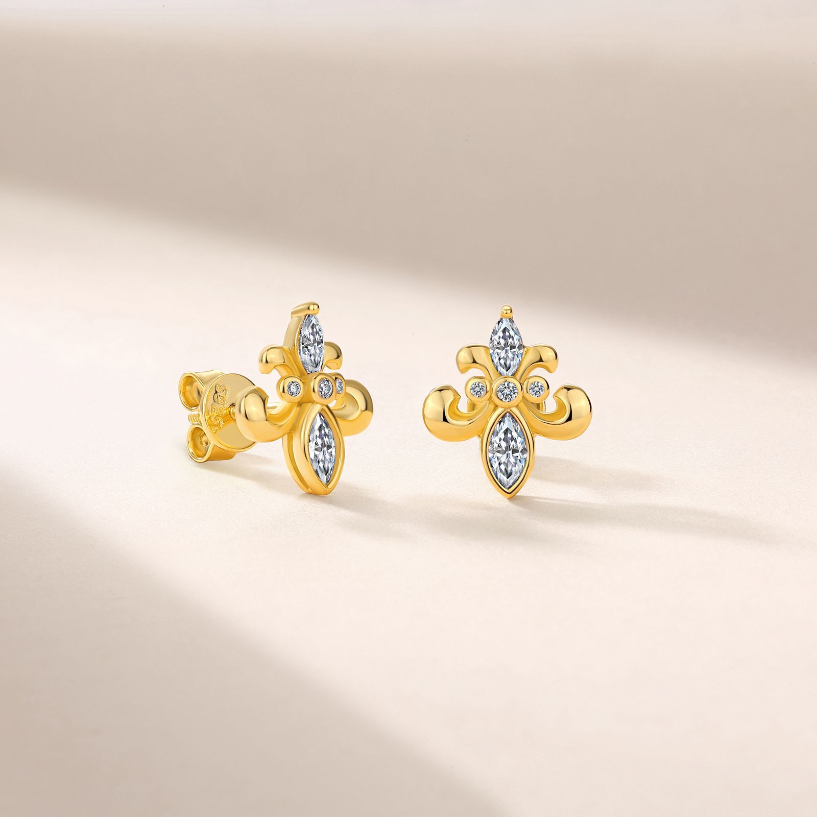 Fleur-de-Lis Marquise Moissanite Stud Earrings - Image 3