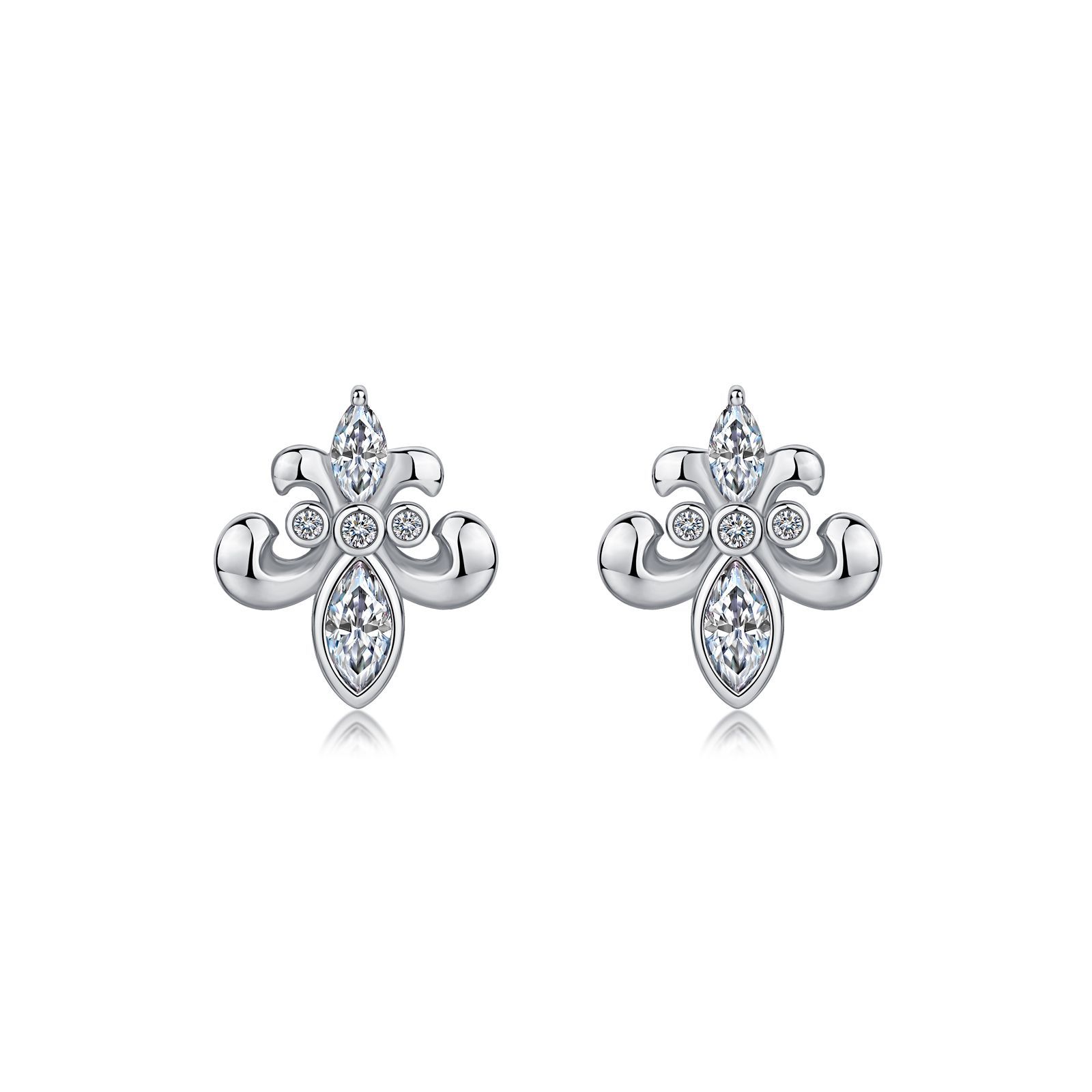 Fleur-de-Lis Marquise Moissanite Stud Earrings - Image 5