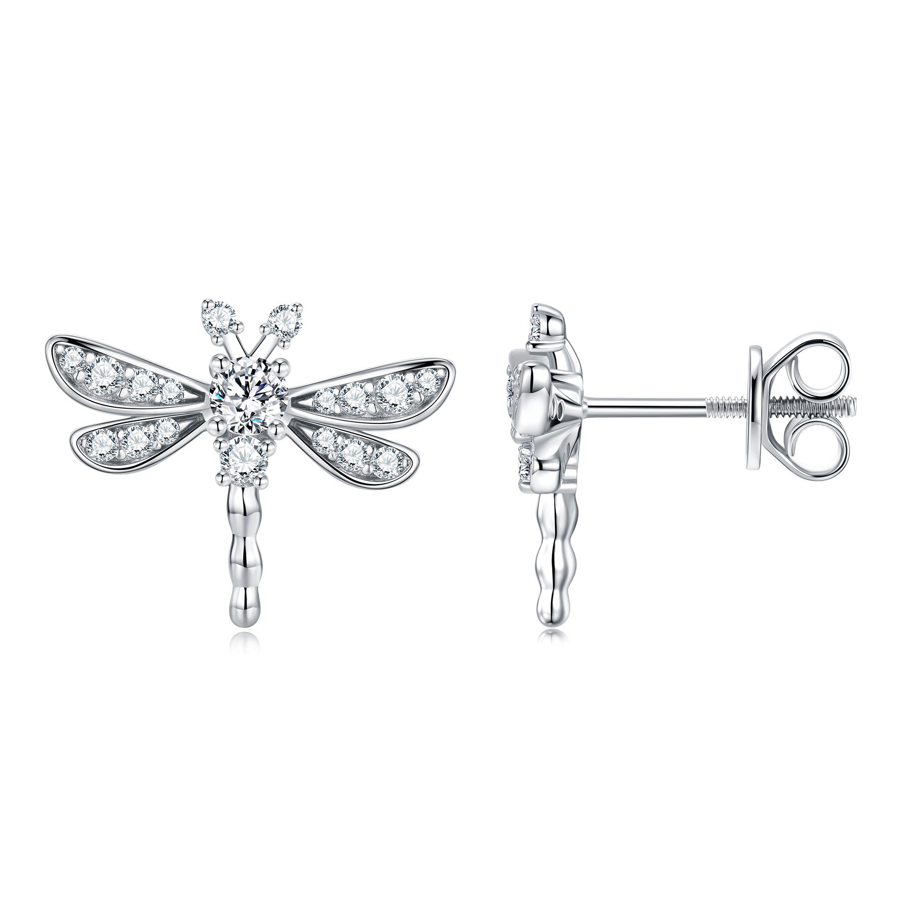 Moissanite Dragonfly Stud Earrings | 0.5ct DEW Round | 925 Silver - Image 6
