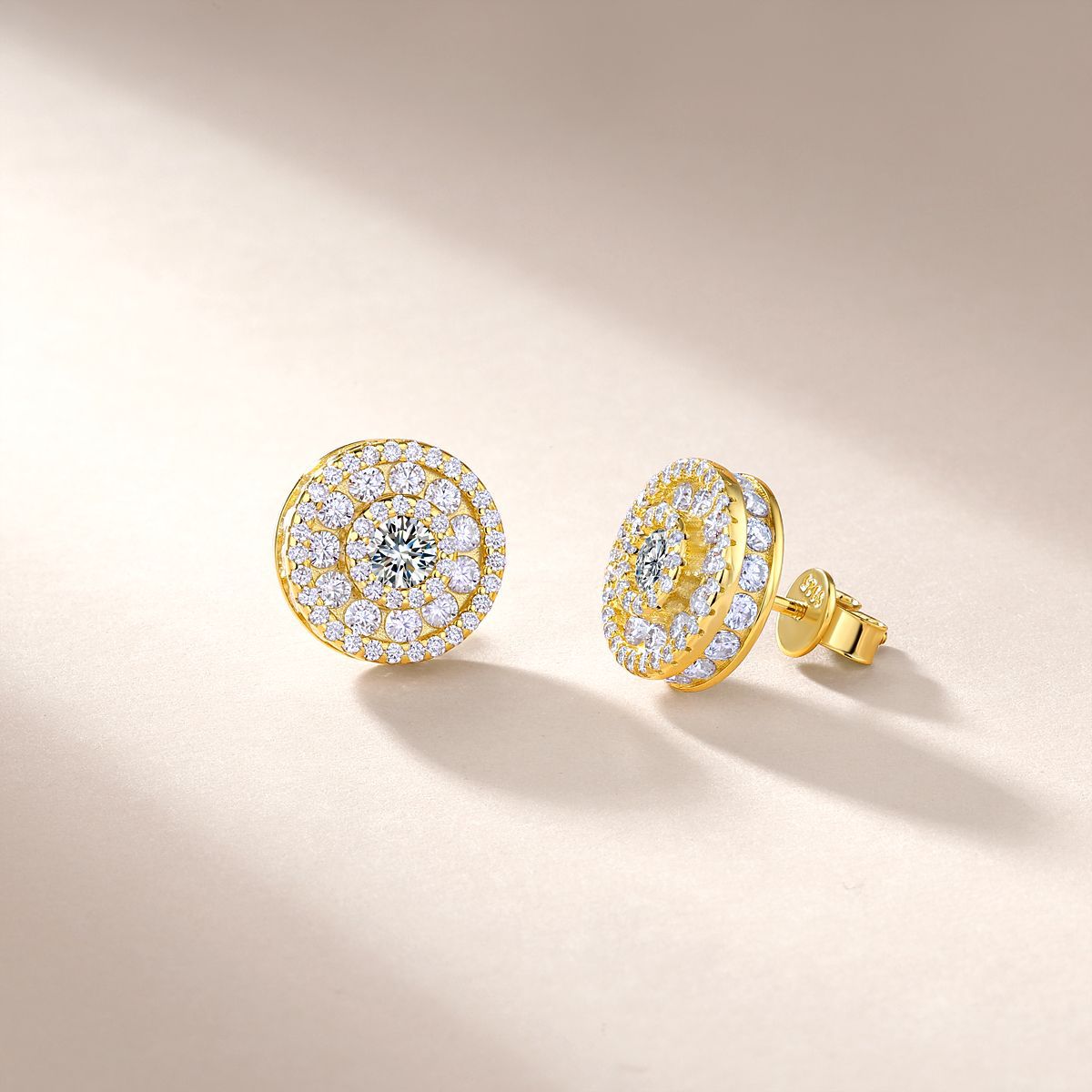 Round Pavé Halo Moissanite Cluster Stud Earrings - Image 5