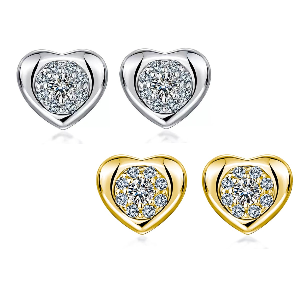 Moissanite Halo Heart Stud Earrings