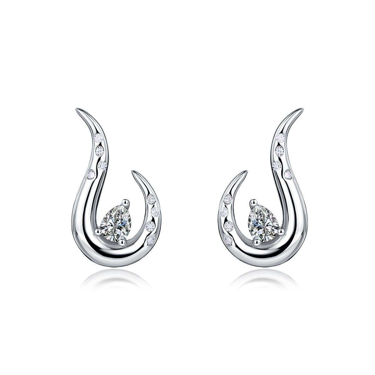 Pear-Cut Moissanite Flame Stud Earrings - Image 4