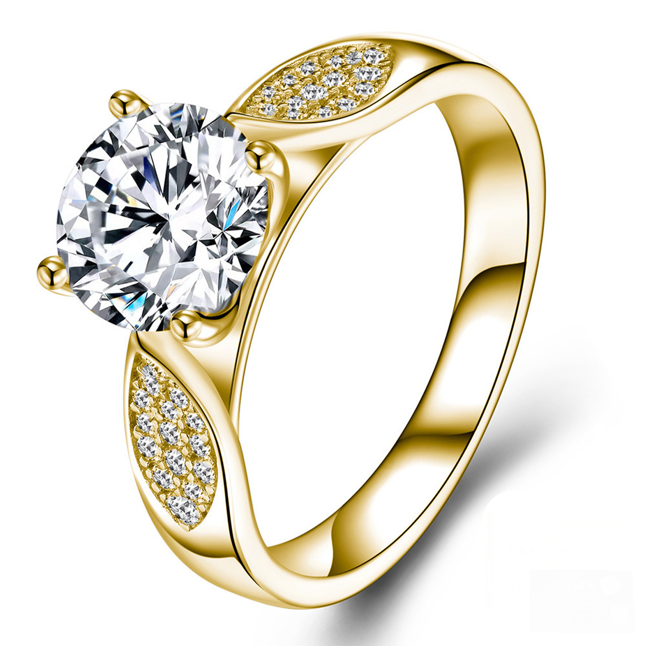 2.2ct Round Moissanite Solitaire Ring with Pavé Marquise Shoulders - Image 2